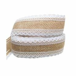 MAPIERRINE 2 Mètres De Ruban De Jute Avec Dentelle Décoration Couture Scrapbooking 38 Mm 459 AB