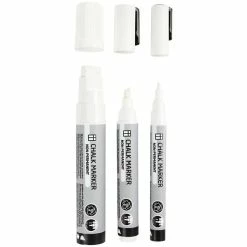Creativ Company Assortiment De Feutres à Craie - Blanc - 3 à 15 Mm - 3 Pcs
