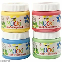 Creativ Company Assortiment De Peintures à Doigts Pour Textile - 150 Ml - 4 Pcs