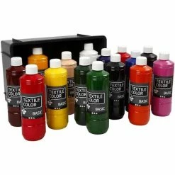 Creativ Company Assortiment Peinture Textile - Couleurs Basiques - 15 X 500 Ml