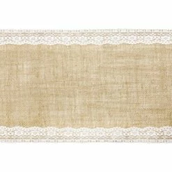 La Mercerie De Vally Chemin De Table Jute Avec Dentelle 28cm X 2,75m Rouleau Marron Naturel / Blanc