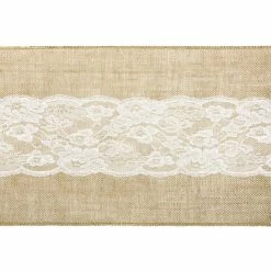 La Mercerie De Vally Chemin De Table Jute Avec Point Central 28cm X 2,75m Rouleau Marron Naturel / Blanc