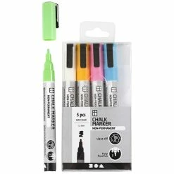Creativ Company Feutres Craie - Couleurs Fantaisies - Pointe Fine - 5 Pcs