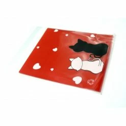 Perlesmania H11212 PAX Environ 100 Sachets Adhésifs Plastiques Chats Noir Et Blanc, Emballage Cadeau 14 Par 10cm