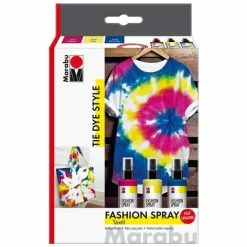 Marabu Kit Peinture Textile Fashion Spray - Tie Dye - 3 X 100 Ml