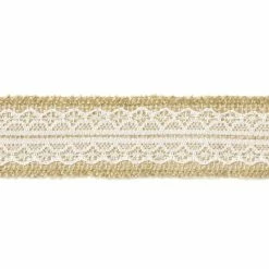 La Mercerie De Vally Ruban Jute Embout Central 4cm X 5m Rouleau Marron Naturel / Blanc