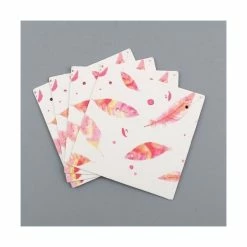 Perlesmania S1101130557 PAX 25 Cartes De Présentation Carre Pour Boucles D'oreilles Plumes Roses