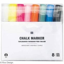Set Marqueurs Craie Chalk Rico Design - Pointe 3 Mm - Multicolore - 8 Pcs