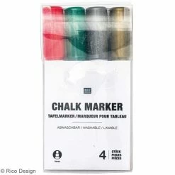 Set Marqueurs Craie Chalk Rico Design - Pointe 3 Mm - Noël - 4 Pcs